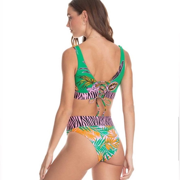 RARE Maaji 💚 Reversible Animal Print Floral 4-Way Top | High Rise Bikini Bottom - Picture 8 of 16